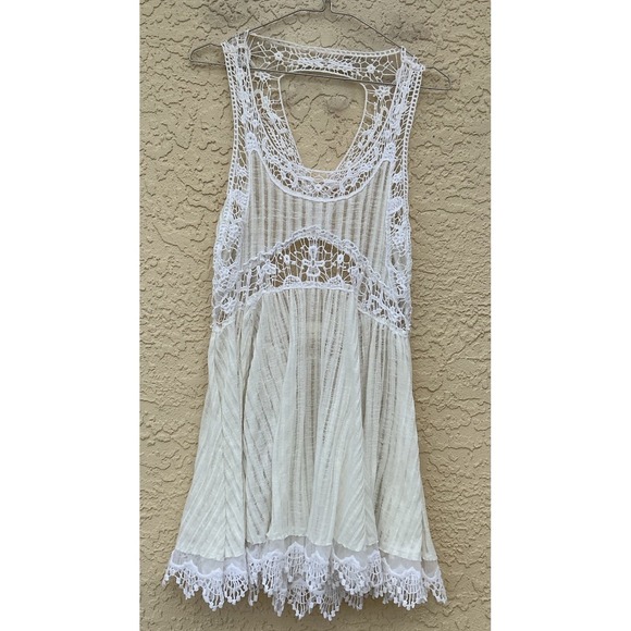 Vintage Havana Other - Vintage Havana Boho Swim Cover Up Beach Tank Top White Crochet Lace Cottagecore